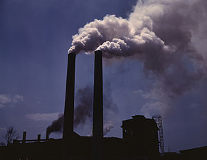 Smokestacks from a wartime production plant, W...